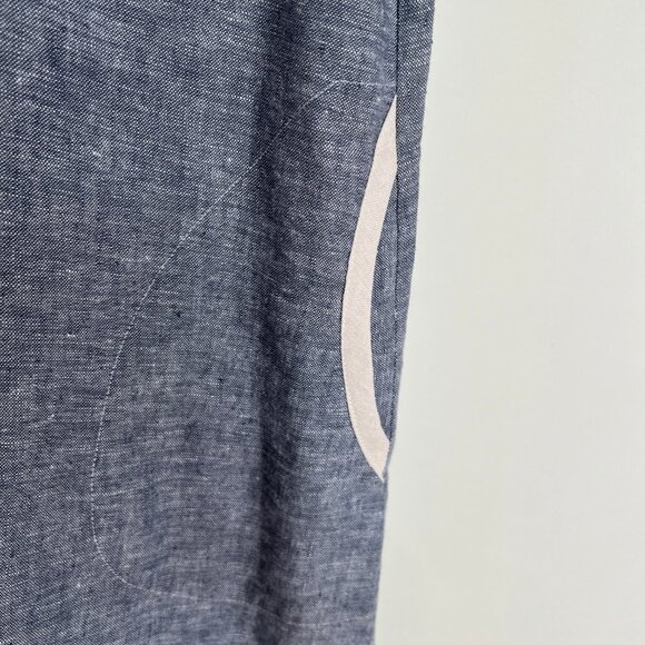 Made In The USA Linen Mini Shift Dress Boho Coastal Cowgirl Grandma Nautical - Picture 9 of 11